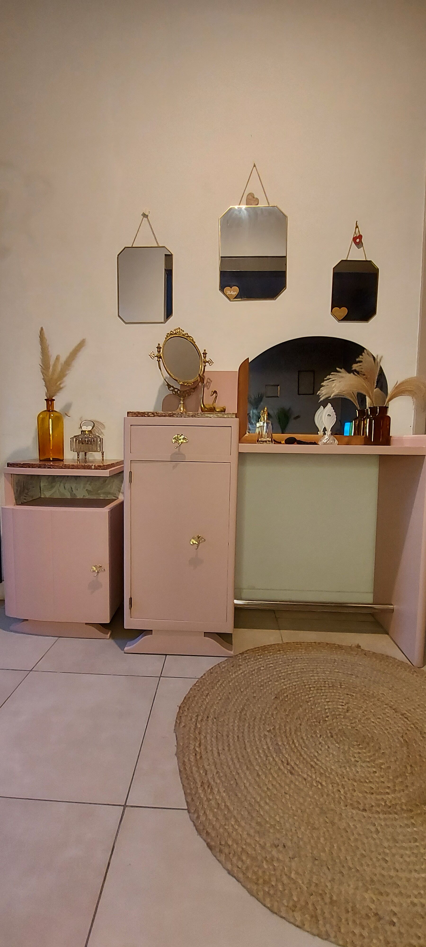 Art Deco dressing table / bedside table set