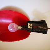 Red and black vintage sconce in fluted plastic and brass