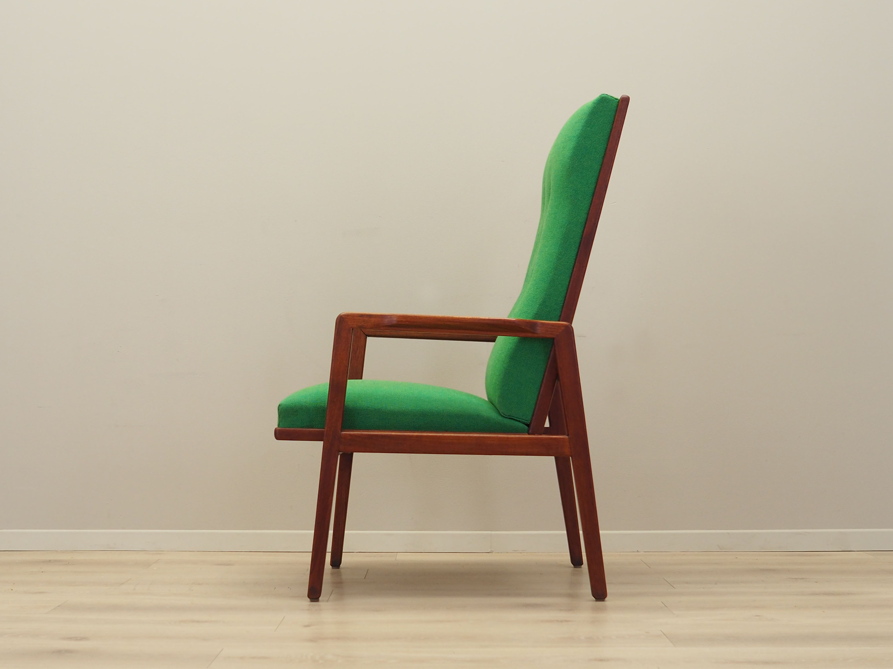 Teak green armchair, Danish design, 1970s, production: Denmark