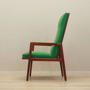 Fauteuil danois en teck et tissu vert, années 1970