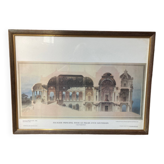 Framed engraving architectural project