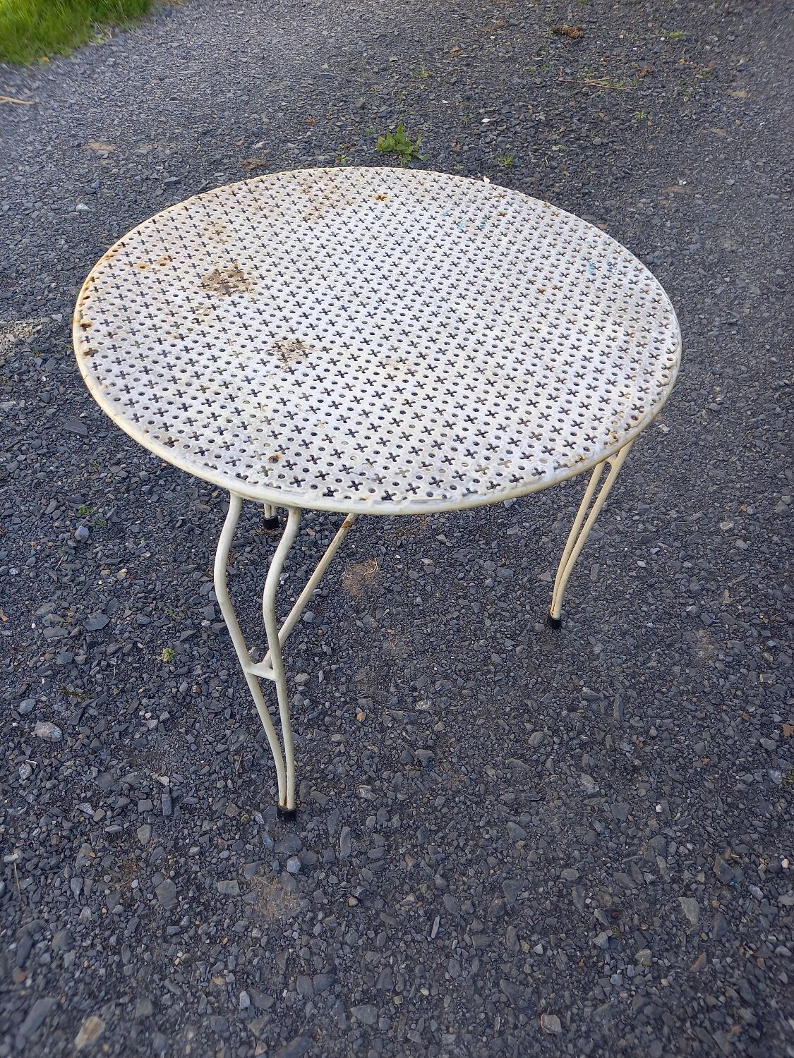 Vintage perforated metal coffee table
