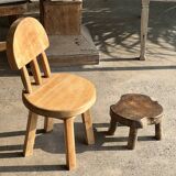 Mini low stool in upcycled old Asian teak H15 D24
