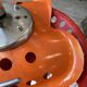 Orange tractor stool Pivoting mower Etienne Fermigier mirima 70