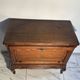 Louis XV style oak TV cabinet with drop-down flap.