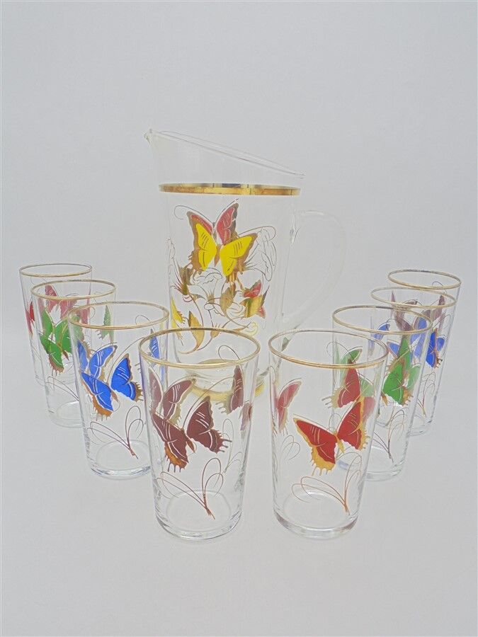 Vintage service to orangeade butterfly décor