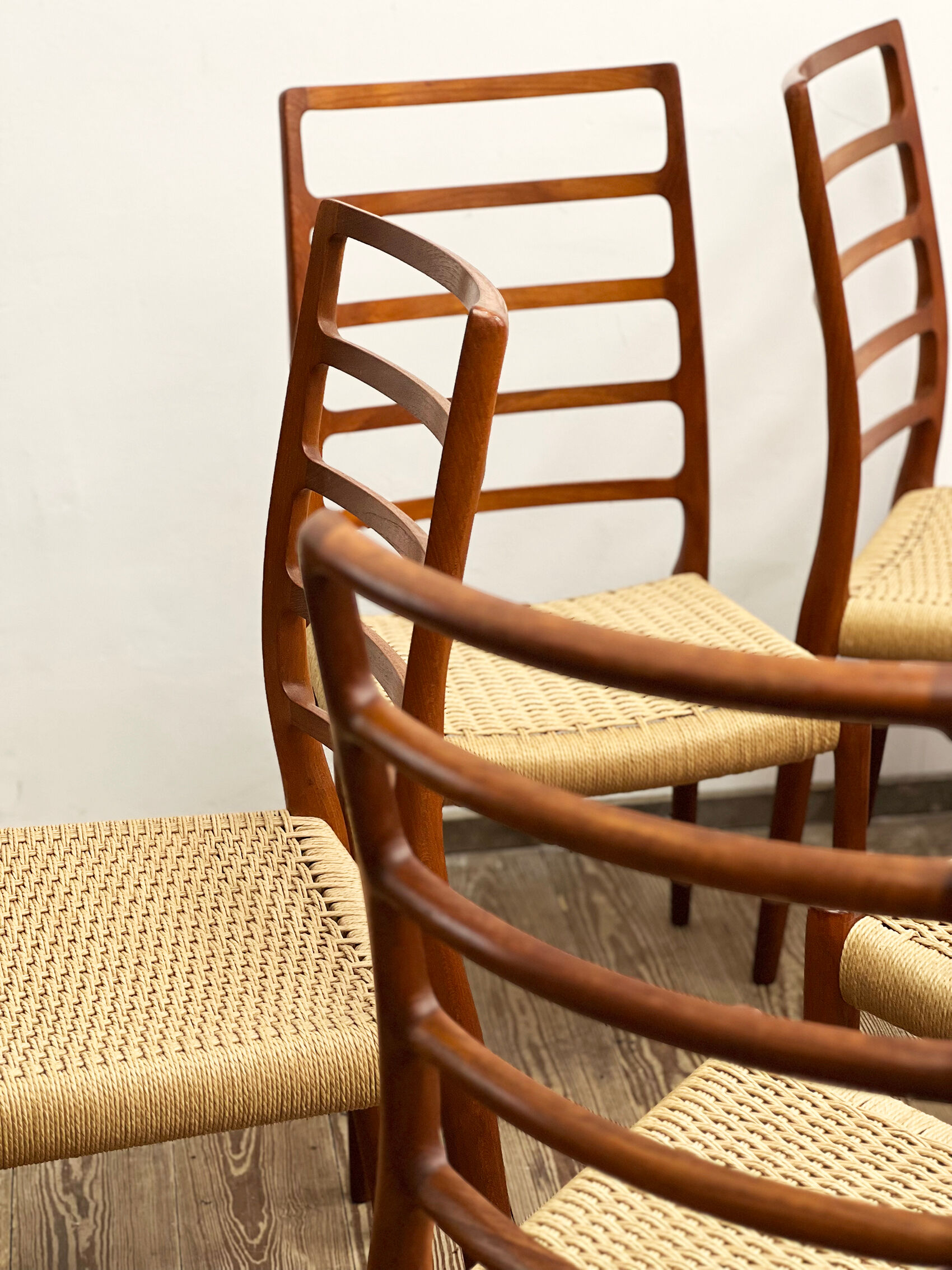 Chairs by Niels O. Møller for J.L. Moller, Model 82,Denmark, 1950s