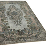 Handmade Hi-Low Pile Turkish 1980s 191 cm x 296 cm Grey Rug