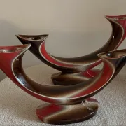 Pair of Mid-Century Vintage Ceramic Double Candlestick Holders Verceam
