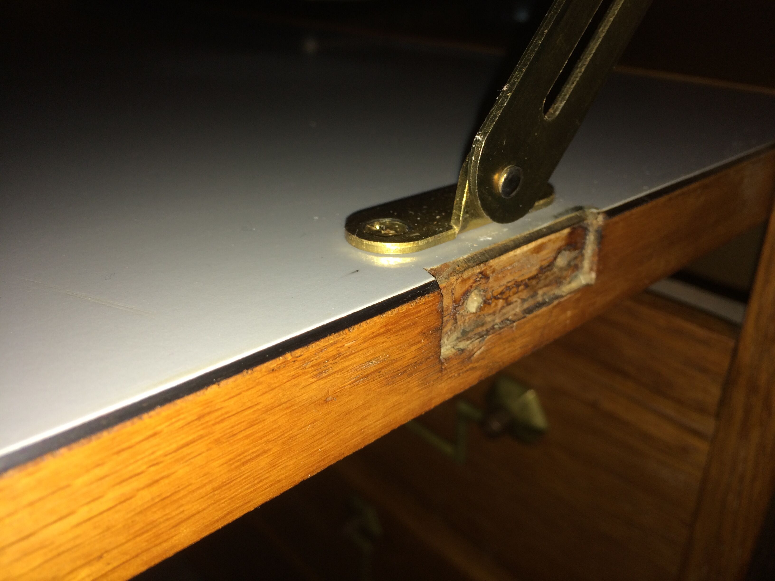 Secrétaire bureau vintage  4 pieds compas années 50