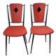 Pair of vintage chairs metal black skai red