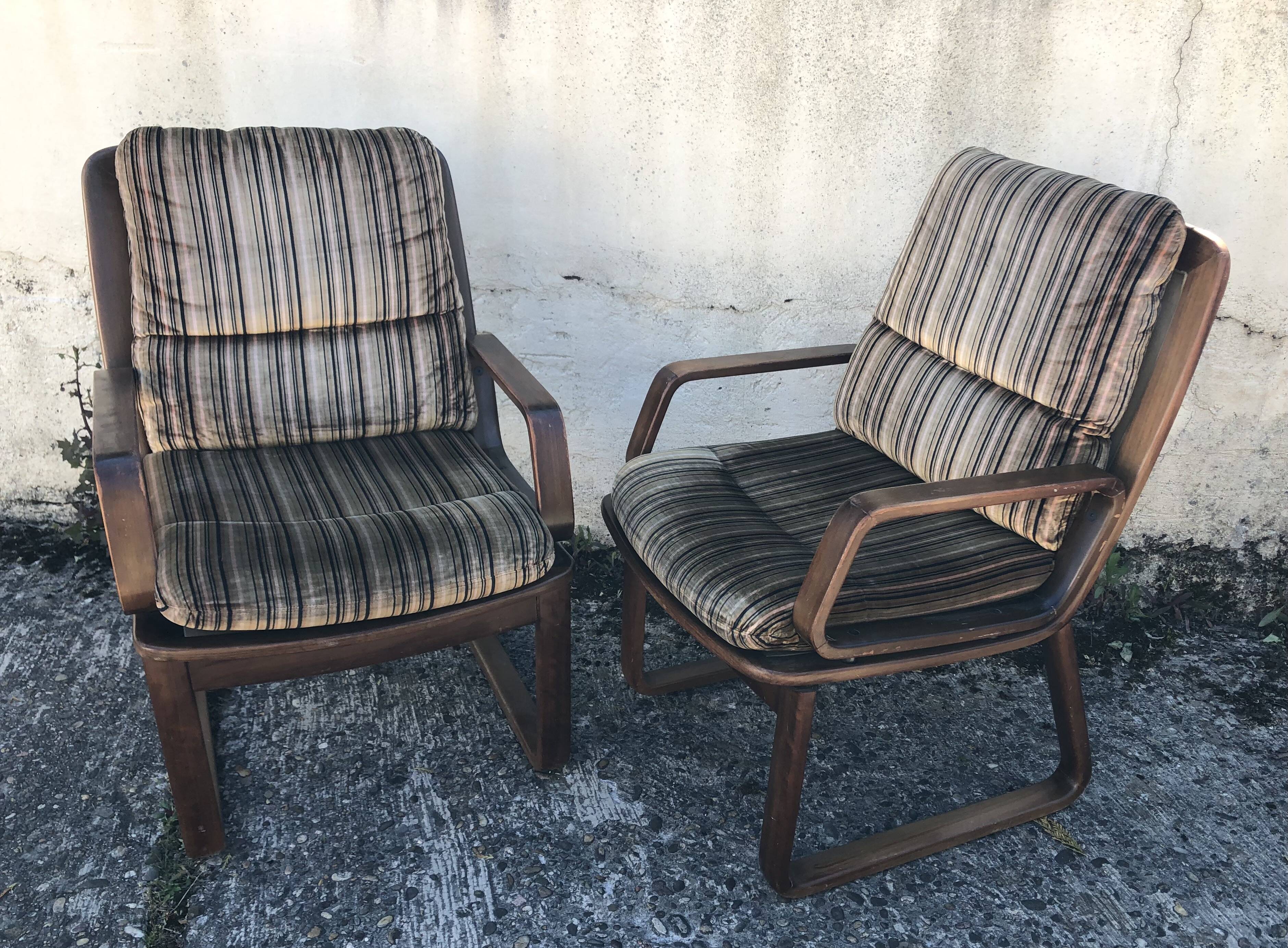 Vintage sled foot armchairs from the 70s