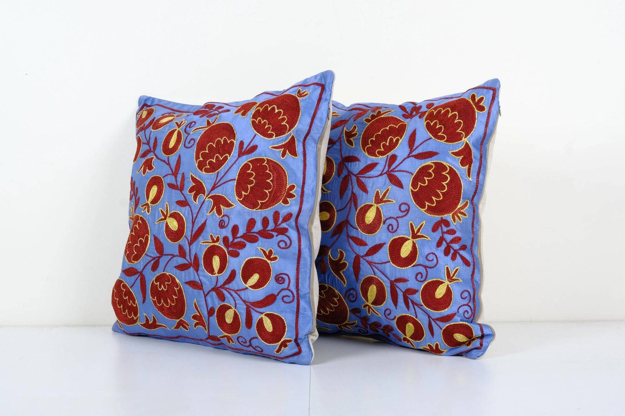 Set of 2 vintage embroidered cushion covers 48x48 cm