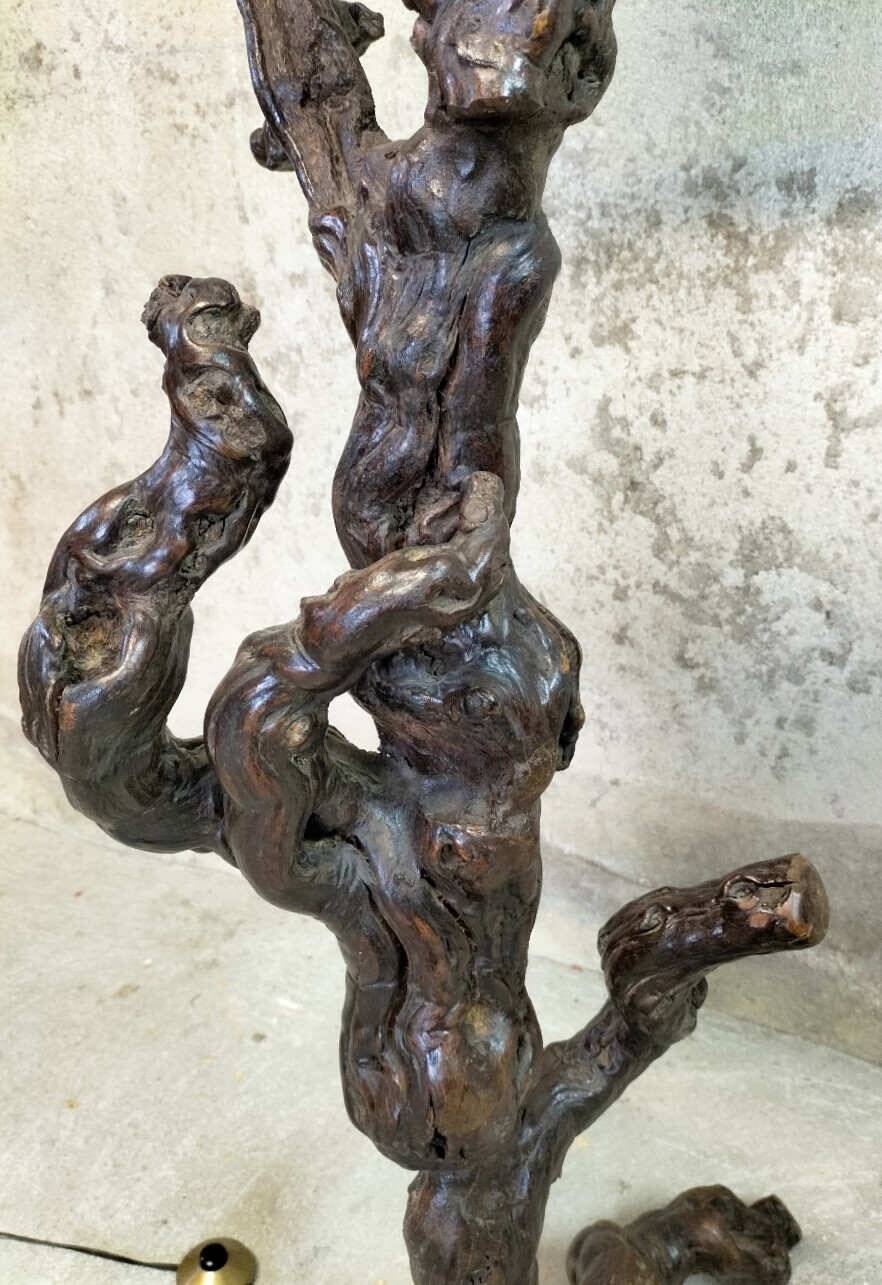 Vine wood floor lamp