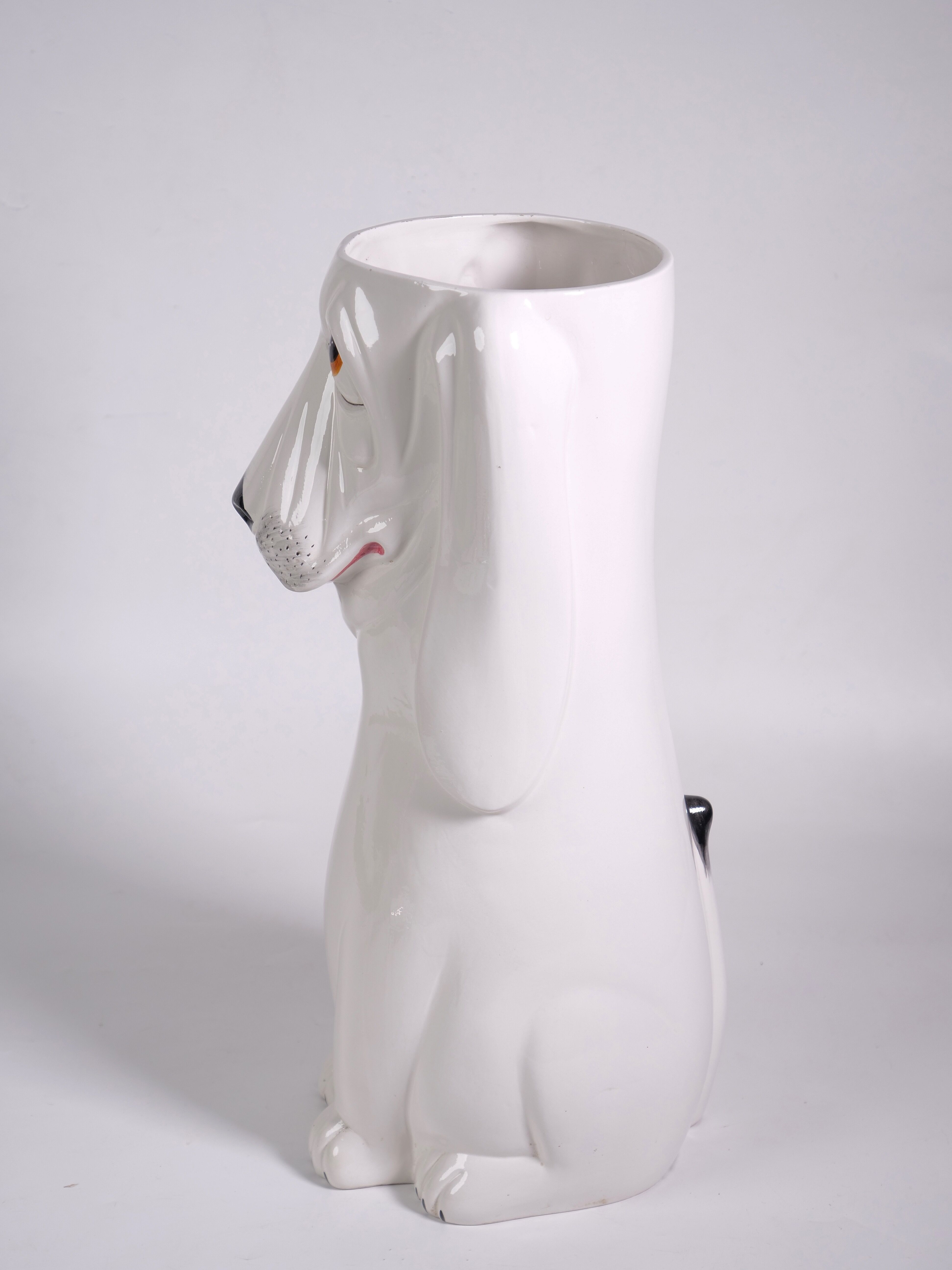 Umbrella holder ceramic dog design italy