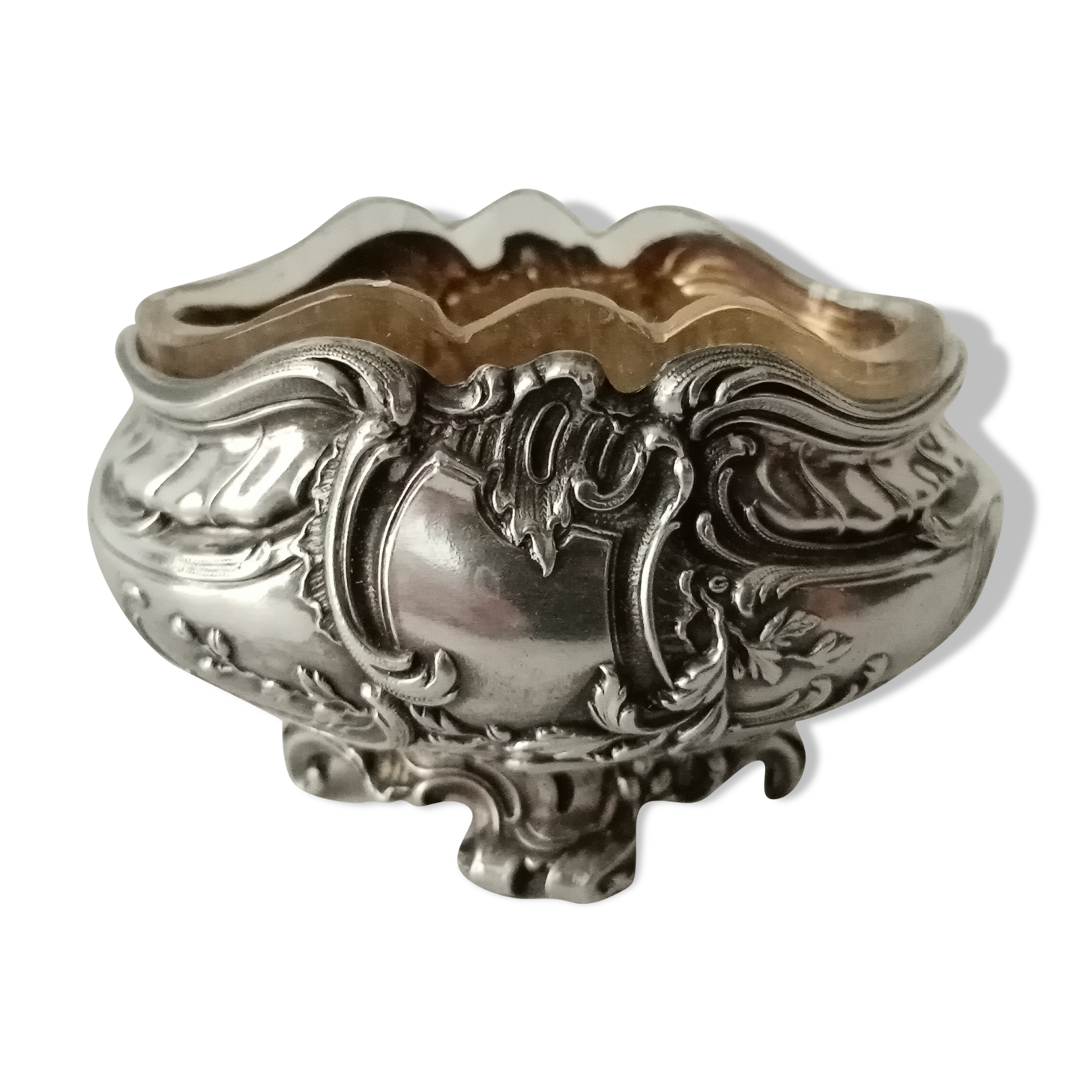 Former silver salt shaker miner punches rock dirt silver and 19th century glass