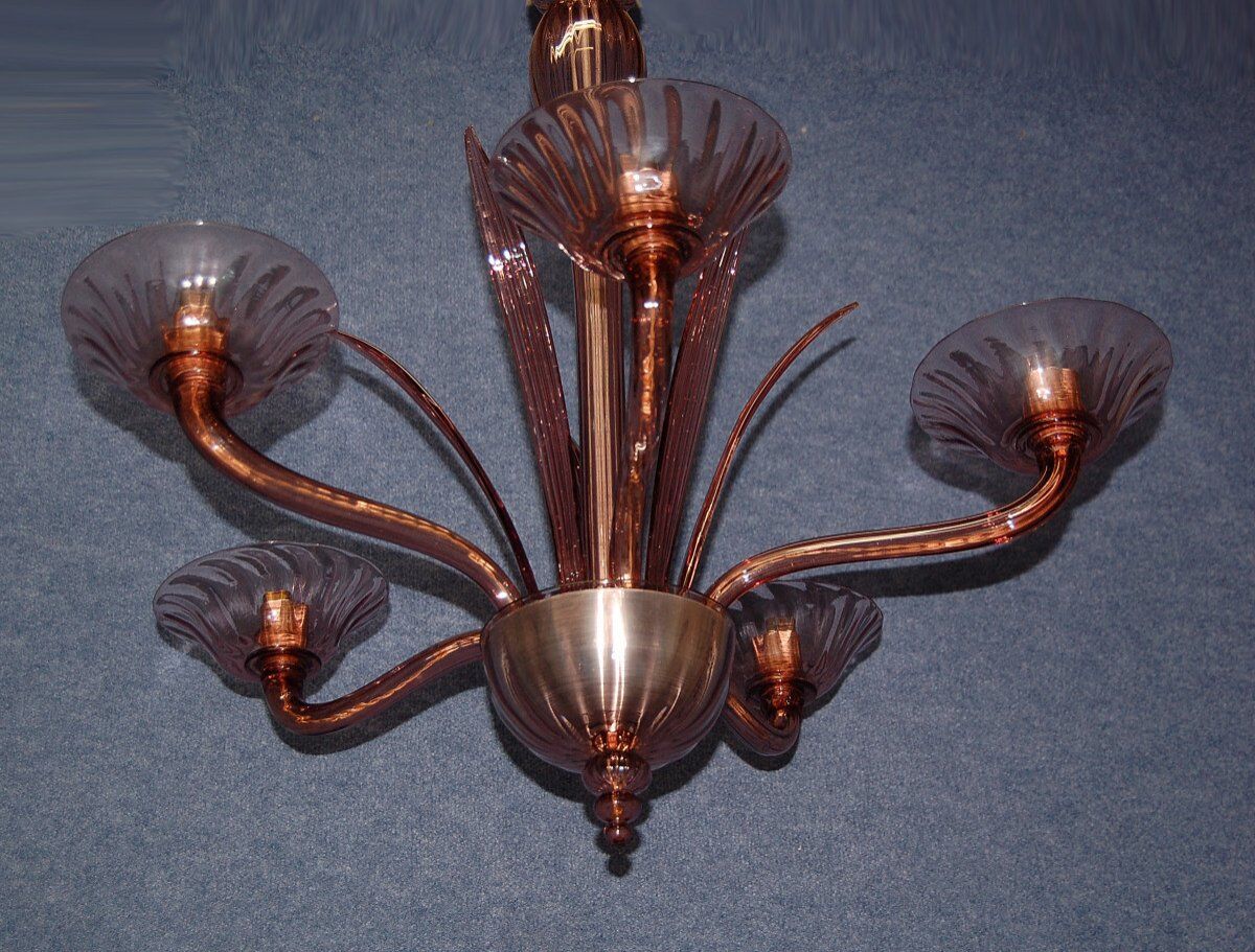 Amethyst chandelier (signed) Murano circa 1940-50