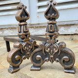 Vintage solid brass and steel chenets