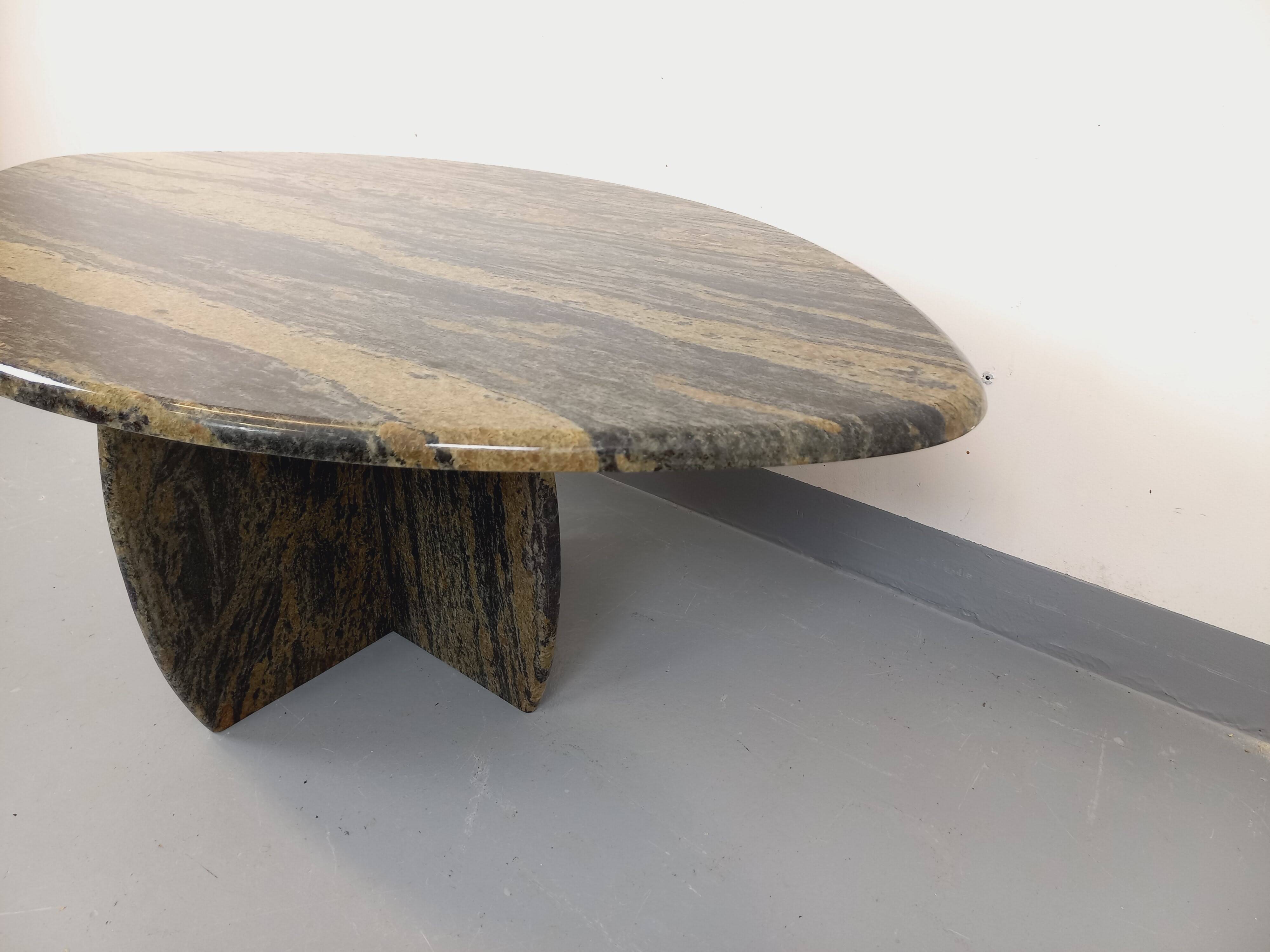 Vintage 70s Oval Marble Coffee Table