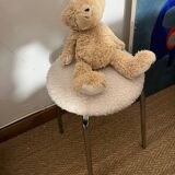 Vintage wool and chrome stool