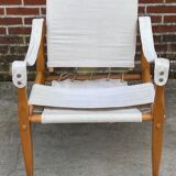 Vintage safari chair 1960s Denmark with canvas minimalist design