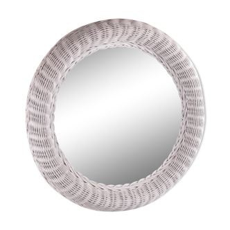 Miroir en rotin rond scandinave blanc