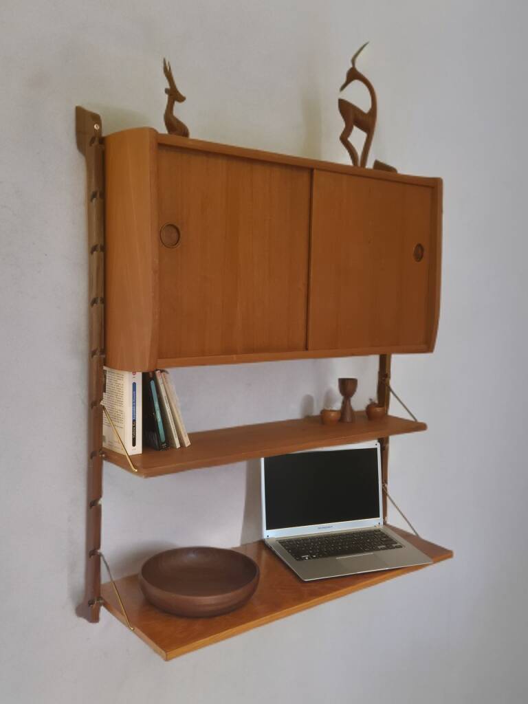 Ergo teak wall shelves, Vintage Scandinavian 1960s