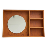 Round mirror with wooden frame, 1960s