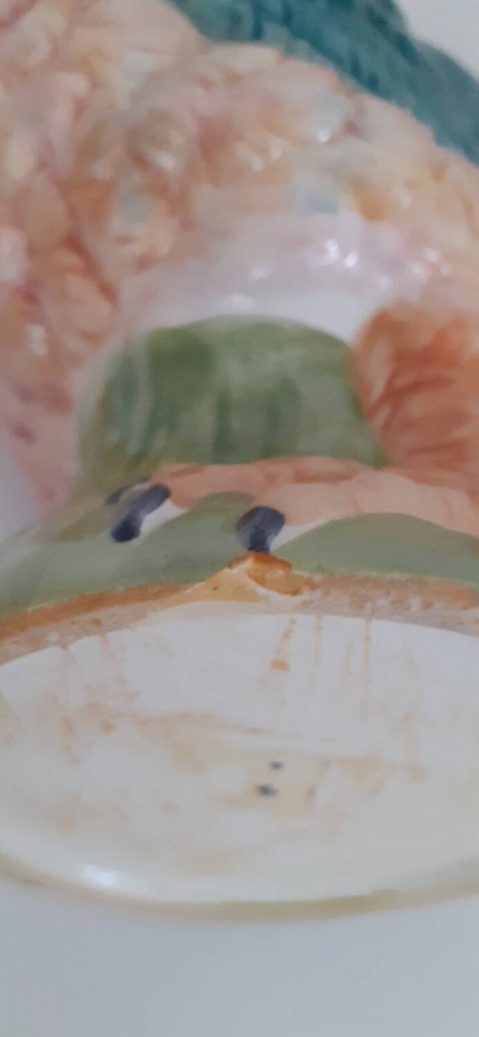 Vintage barbotine rooster pitcher