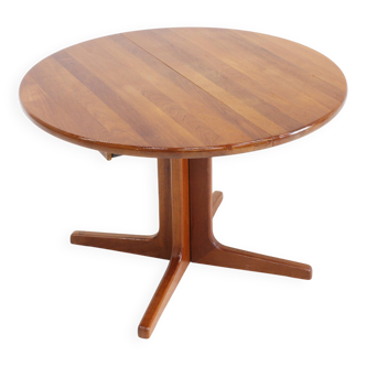 Table à manger ronde extensible vintage danoise en teck massif des années 1960