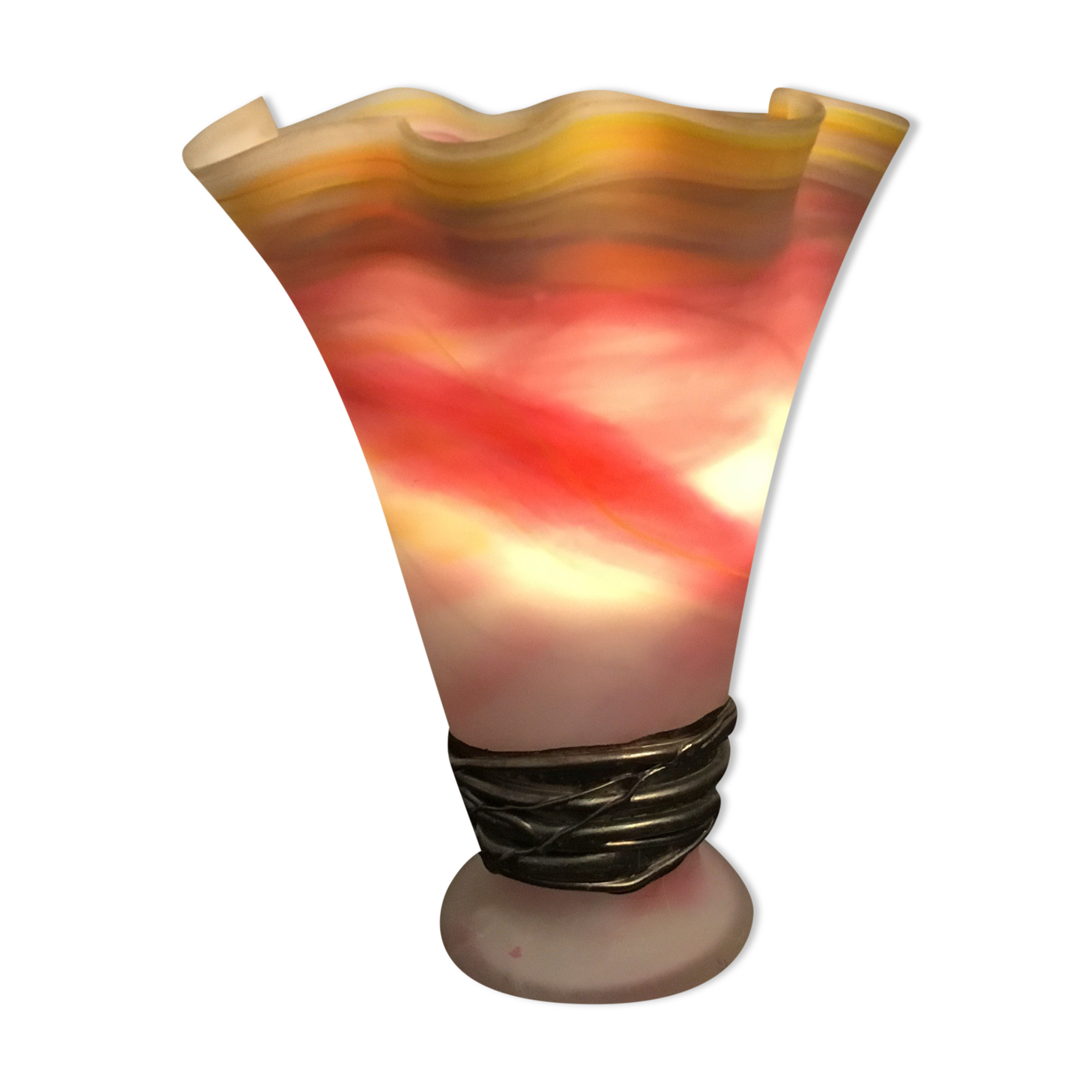 Vase lamp in glass paste and bronze signed Florea SILVIU