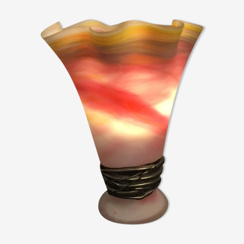 Lampe vase en pâte de verre et bronze signé Florea SILVIU