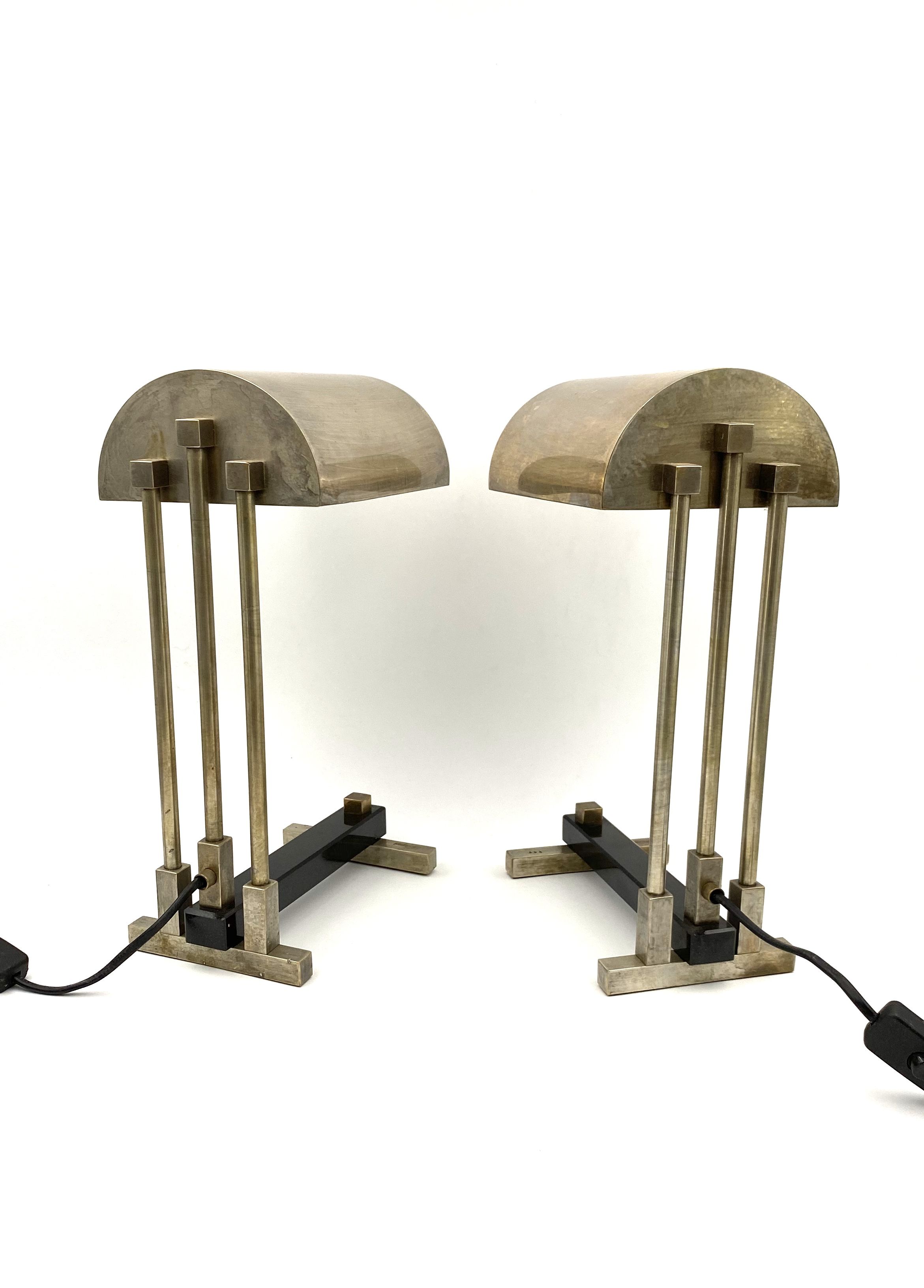 Diamant Art Studio Pair of Bauhaus cubist shaped Lamps. Marked 'New York 1938' & Numbered