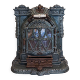 Mobile cast iron stove model "la chatte" designed by the French engineer Edmond Chaboche in 1883