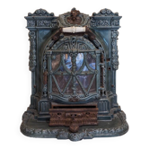 Mobile cast iron stove model "la chatte" designed by the French engineer Edmond Chaboche in 1883