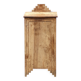 Art Deco wooden bread box, wooden bread hutch, wooden bread basket