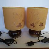 Pair of sandstone lamps 70 shade inclusion dried flowers