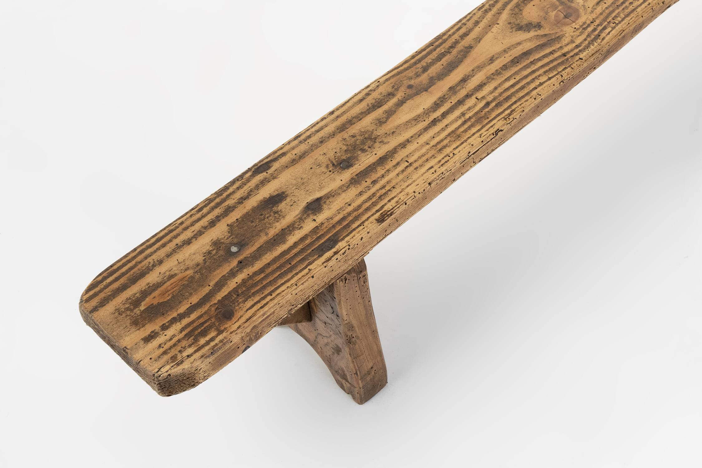 Mid century low wooden bench, France ca. 1850