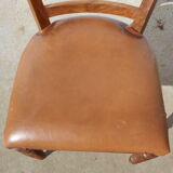 6 exotic wood and leather chairs,