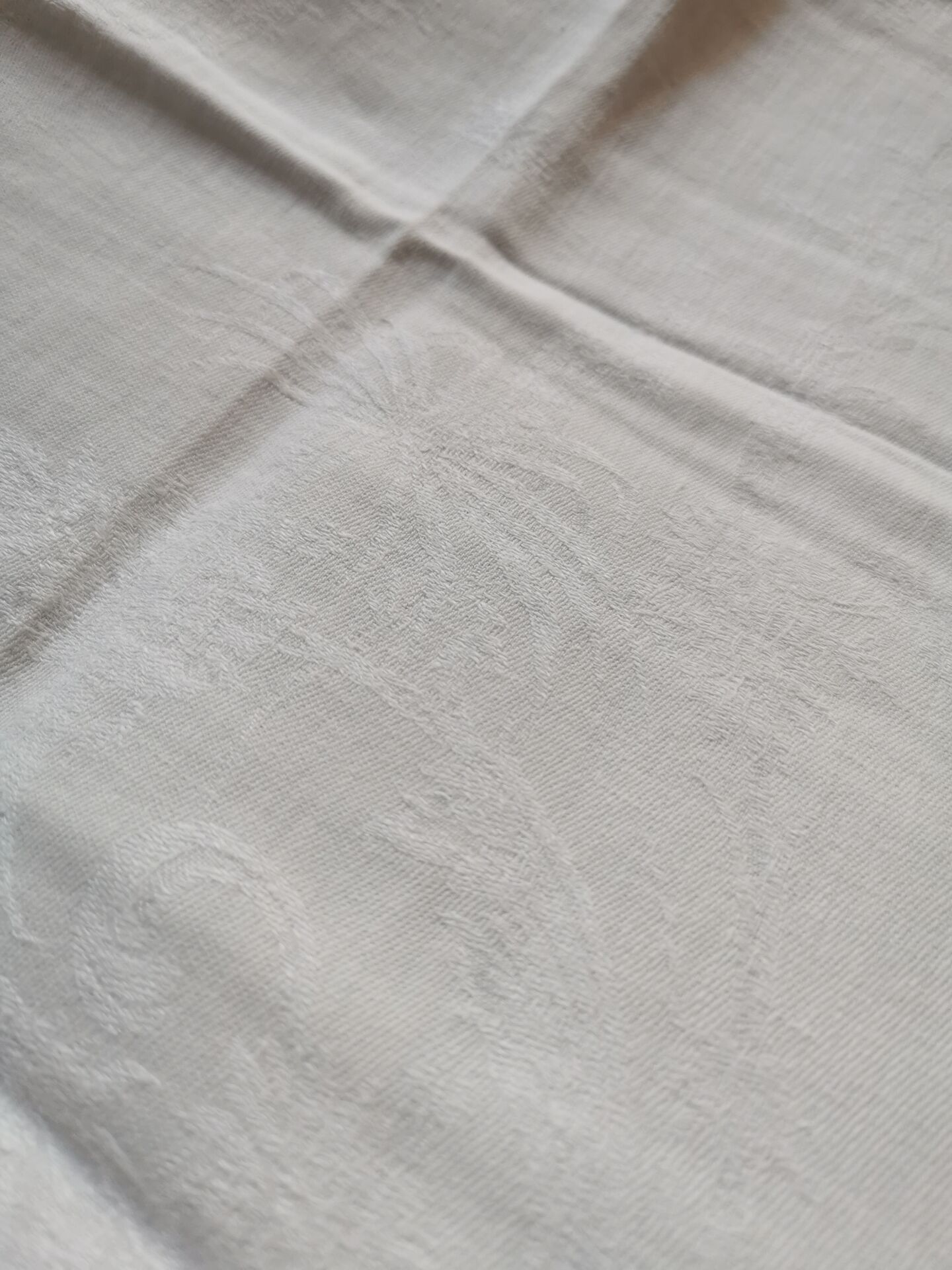 12 old damask linen napkins with monogram, 60x74 cm
