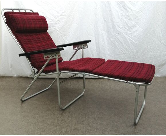 Chaise longue pliable en métal Damart Roubaix 1960 | Selency