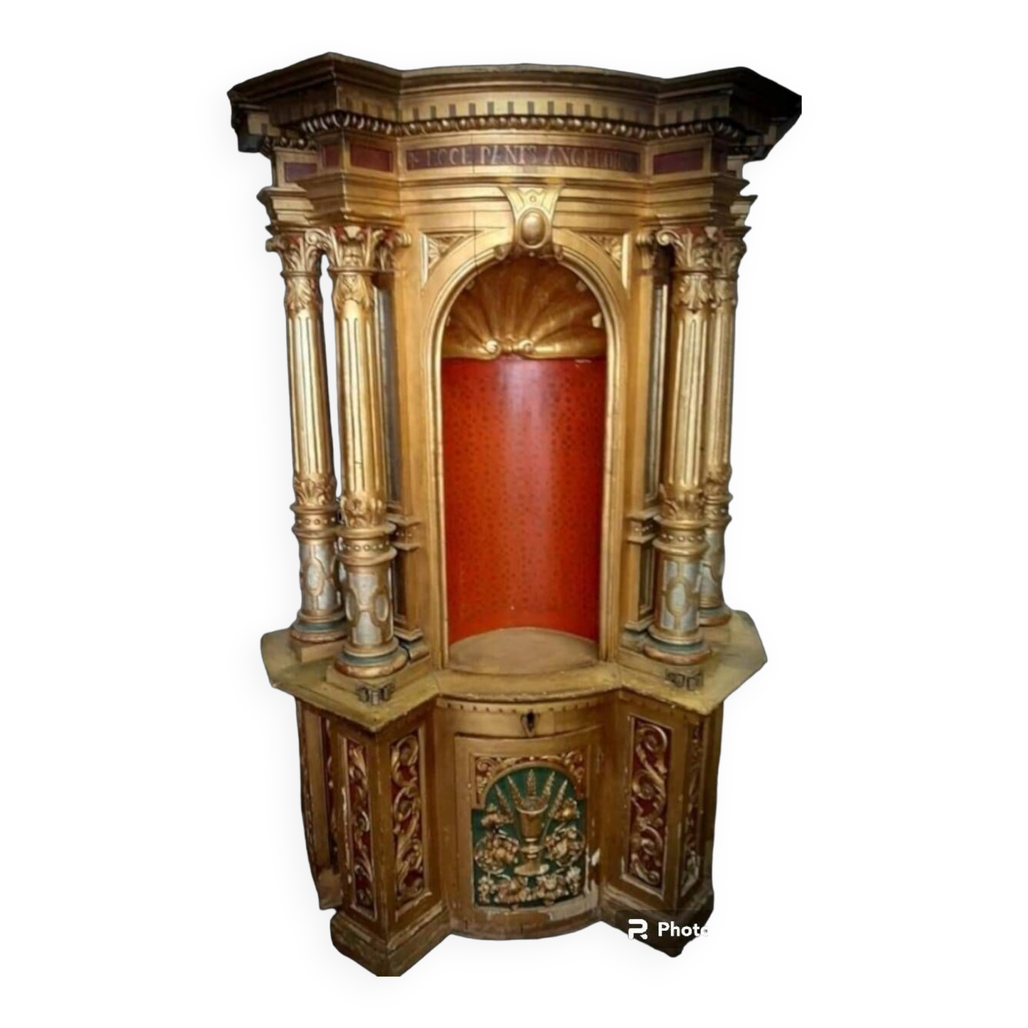 Superb early 19th century church tabernacle in gilded stuccoed wood
