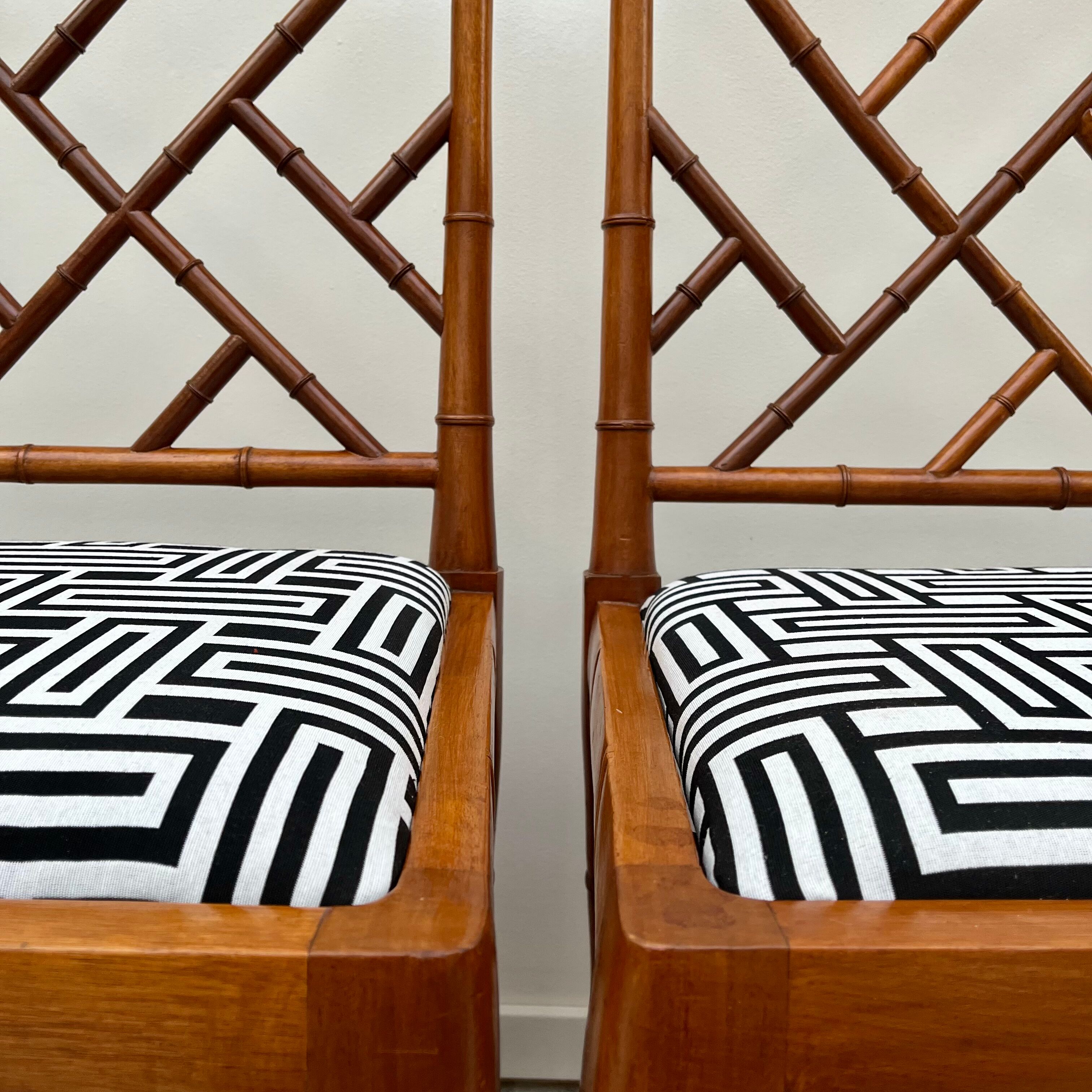 Set of two refurbished Faux Bamboo Chippendale Chairs