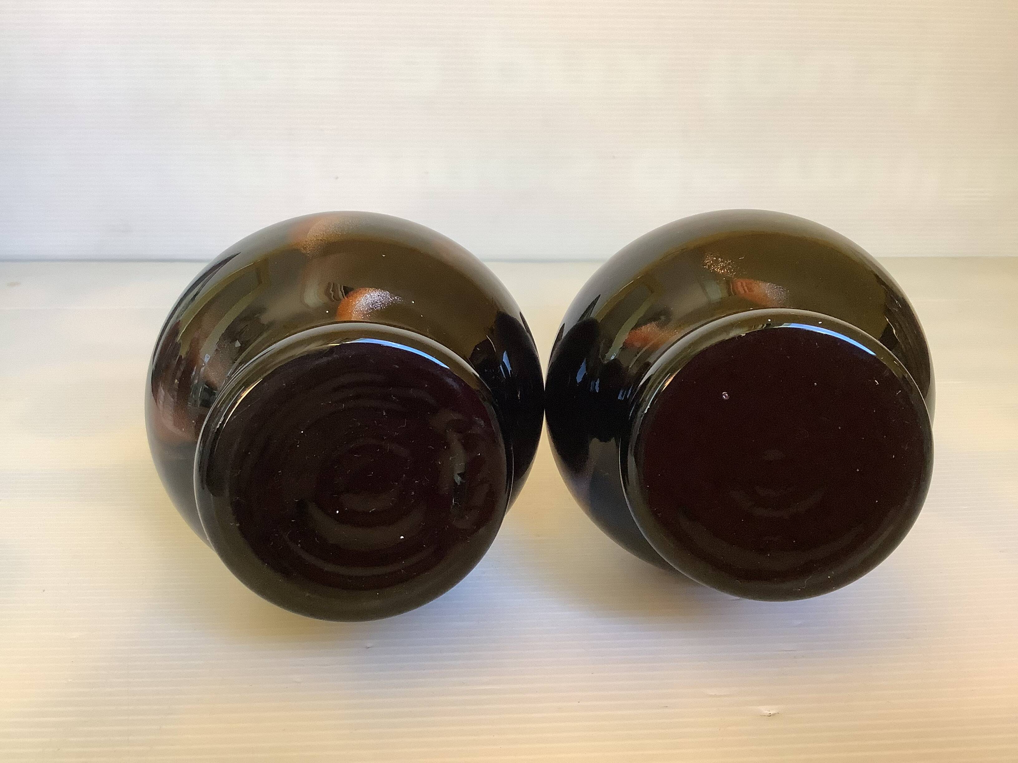 Pair of black and gold Murano vases