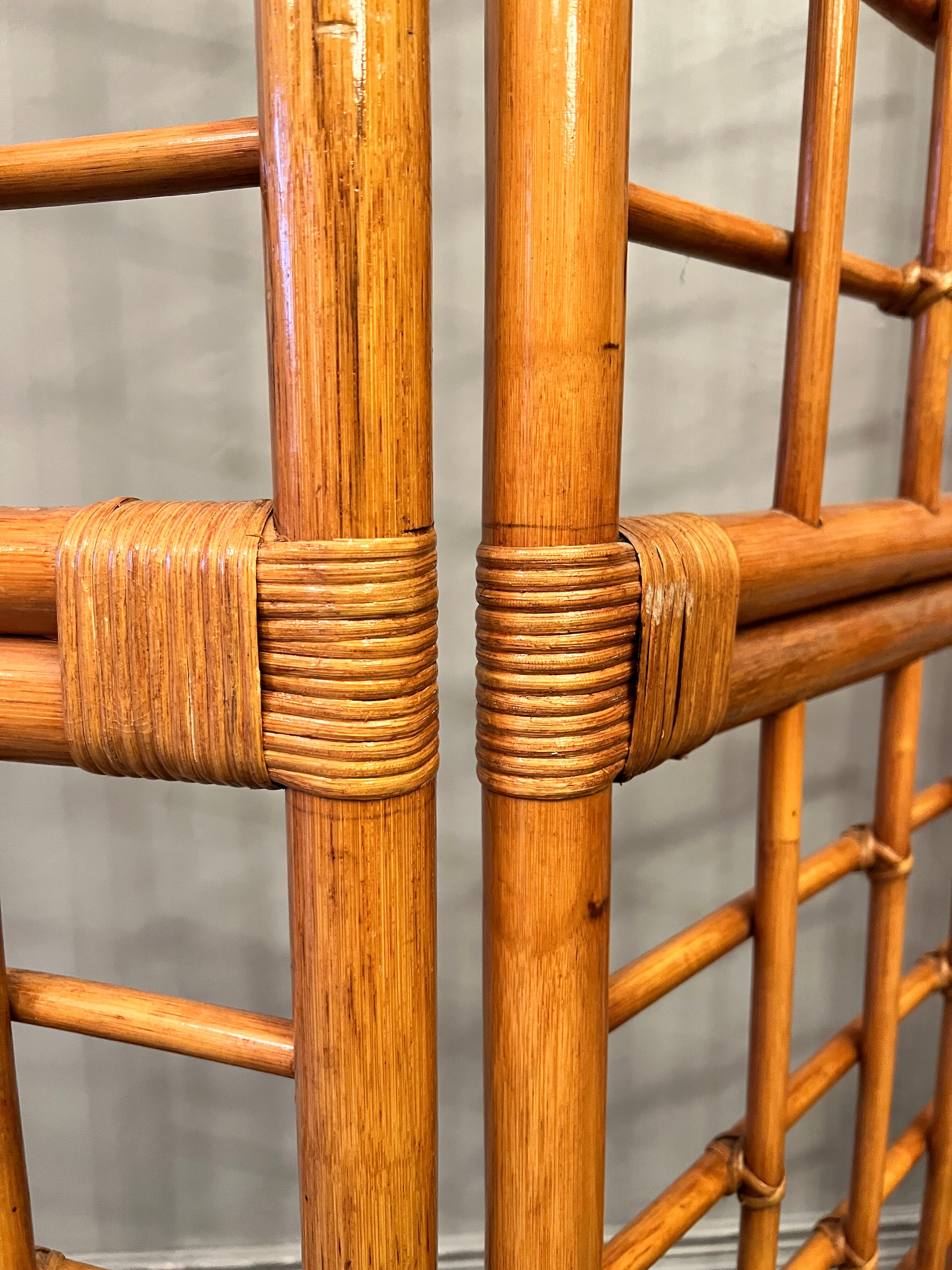 BHV - Screen three ventaux in bamboo and rattan