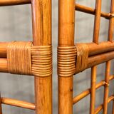 BHV - Screen three ventaux in bamboo and rattan