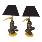 Paire de lampe en céramique Chèvres