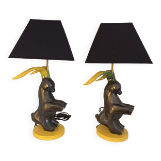 Pair of ceramic lamp Goats