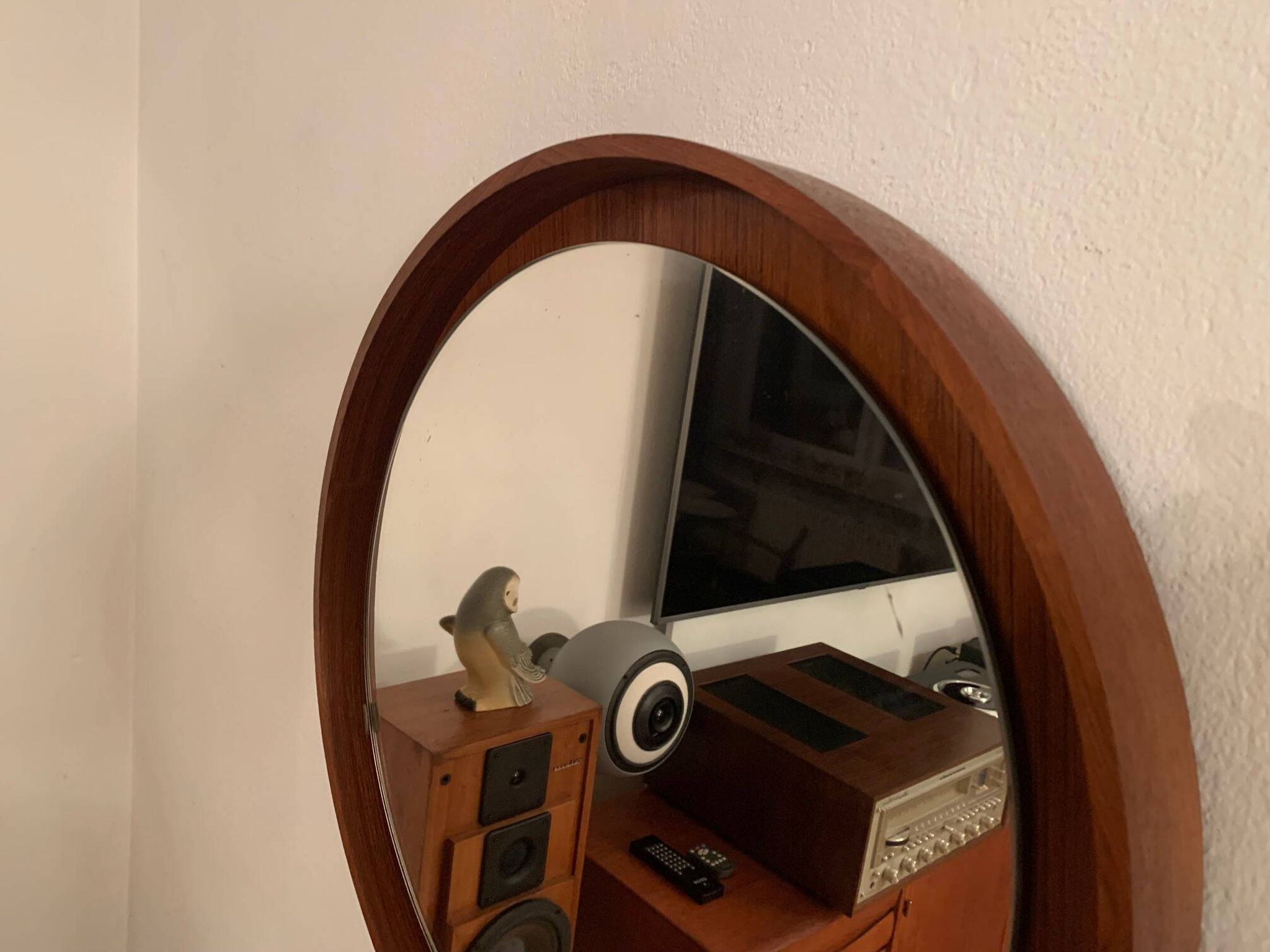 Teak, illuminated mirror, Italy, 1960s
