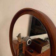 Teak, illuminated mirror, Italy, 1960s